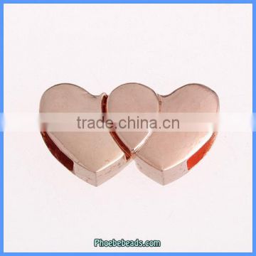 Wholesale Rose Gold Heart Shaped Magnetic Clasps For Leather Cord PMC-005B