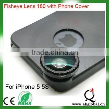 mobile phone camera lens 180 degree fisheye lens external lens with cellphone case mount for iphone 5s