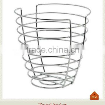 Chrome metal round towel basket