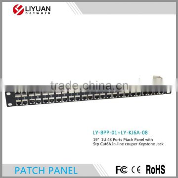 LY-BPP-01+LY-KJ6A-08 19" STP rj45 CAT6A cat6 48 Port Patch Panel