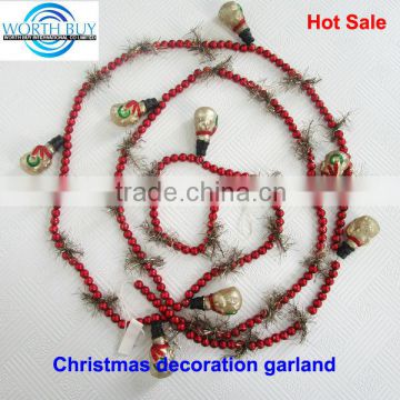 Snowman & red beads decorated christmas garland, 2014 best selling product supplier