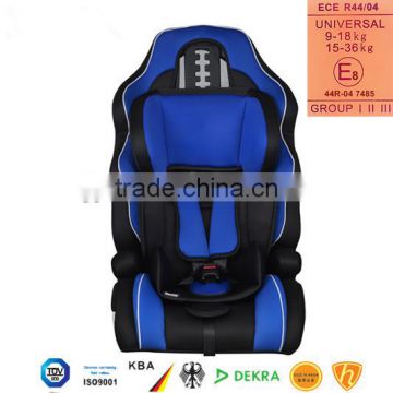2016 hot sale child car seat, baby car seat with ECE R44/04 for group 1+2+3 (9-36kgs, 1-12 year baby)