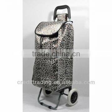 Leopard Print Shopping Trolley Bag with Strong Metal Shelf Trolley