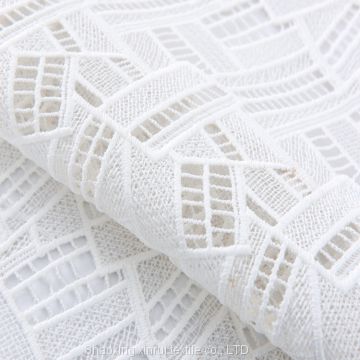 punch hole embroidered white cotton lace embroidery fabric