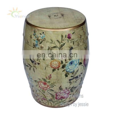 Chinese Beautiful Flower and Bird Glazed Ceramic Decor Seat For Garden