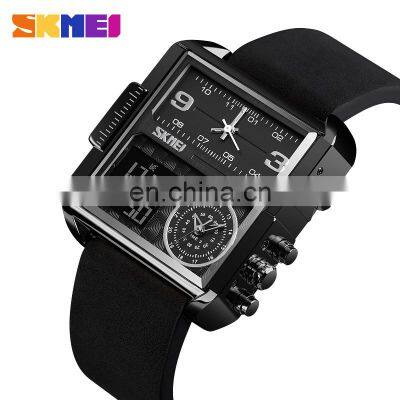 Skmei 1584 luxury watches leather band black color for men wrist watches large dial