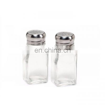 85ml Square Glass Bottle Salt Pepper Shaker With Metal Lid