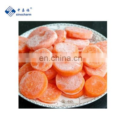 Sinocharm Frozen vegetable  Straight grain Factory of IQF Frozen Sliced Carrot