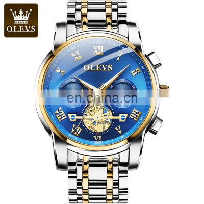 Olevs 2859 Luxury Quartz Men Watches Automatic Chronograph Steel Band Custom Watch Logo
