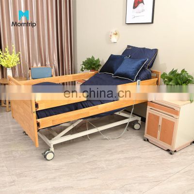 Remote Control Solid Wood Headboard Adjustable Multi Function Electric Nursing Bed for Hospitals and Long-term Care