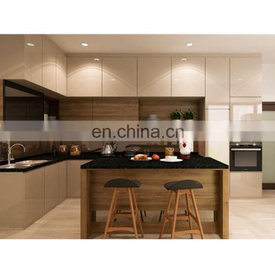 Contemporary grey white design upscale  decoration cupboard simple wood kitchen cabinet design