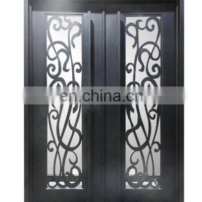 Reasonable price high safety entrance door black front wrought iron double  security exterior doors