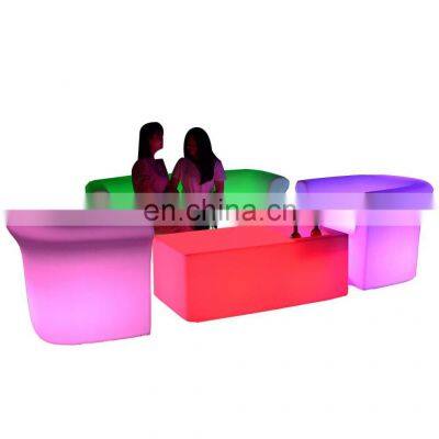 U Shaped Set Led Sectional Led Sofa Table Led Night Club Furniture Sofas for Home Plastic White Outdoor Sofa