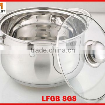 MSF favorable belly SS sauce pot with tempered glass lid