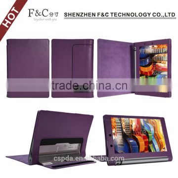 High quality sleep/wake feature book style leather case for Lenovo Yoga Tablet 3 10.1 with stand