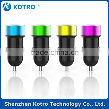 Hot Selling 2 A Car USB Battery Charger with LED Ring Light Car Charger
