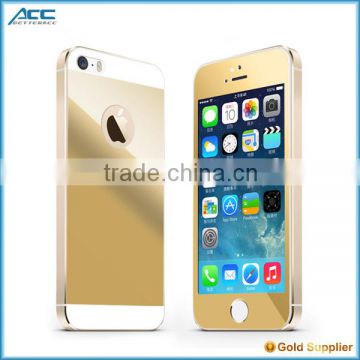 2015 hot selling Alibaba factory price Front+Back Metallic plating color tempered glass screen protector for iPhone 5 5s