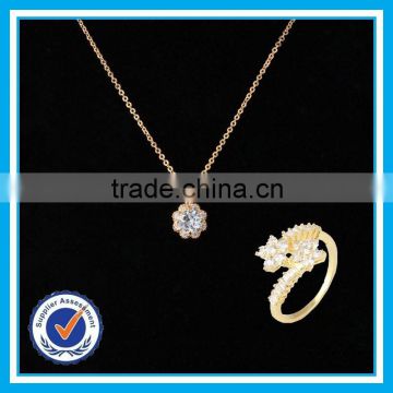 Artificial crystal gold ring necklace 2pcs set glass beads for jewerly making