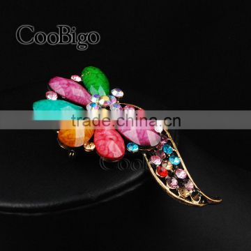 New Jewelry Colorful Rainbow Brooch Pin Crazing Arcylic Stone Women Dresses Hijab Scarf Party Gift Appreal Accessories