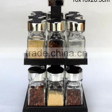 TW979 16pcs glass spice jar set with plastic stand
