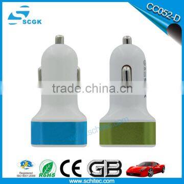 wholesale 5V1A dual usb port metal car charger for mobilephone and tablet with CE