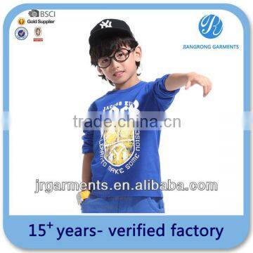 OEM service Boys Kids Blue Color Long Sleeve t-shirts design Wholesale