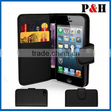 Highe quality wallet card holder Leather Case For Apple iPhone5 New iPhone