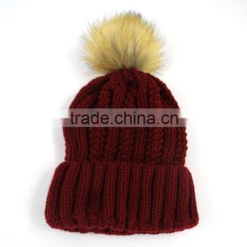 low price custom acrylic knitted warm winter beanie hat