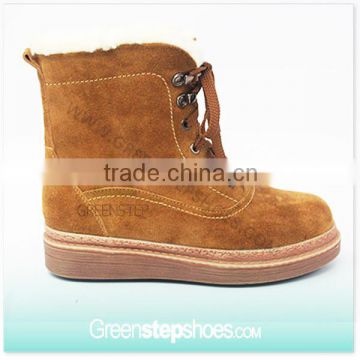 Classic Fashion Brown Cow Suede Leather Winter Boots For Women