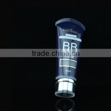 pearlized clear BB cream fresh acrylic cap cosmetic plastic tubes with round tail