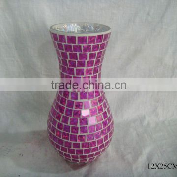PINK MOSAIC GLASS VASE IN D12 X H 25 CM