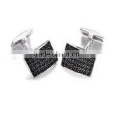 Stainless Steel black IP-plated with little stones Cuff links