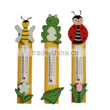 Customized lovely Wooden crafts Animal Thermometer Decoration for home gifts