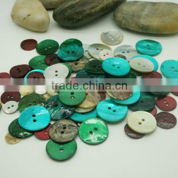 natural dying colorful bue red green 2 holes Japanese akoya shell buttons