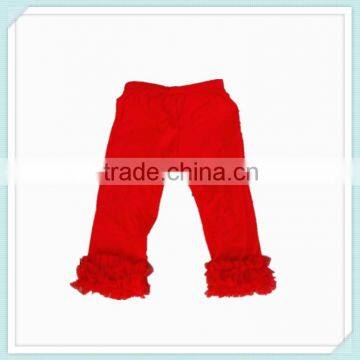 2015 Knit Cotton Ruffle Bottom Baby Girl Pants Fashion Baby Girls Boutique Red Chiffon Soft Pants Cotton Ruffle Pants For Kids