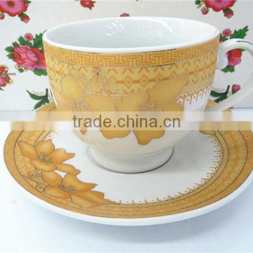 round porcelain ceramic tea coffee cup and saucer set