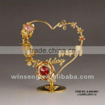 24K Gold Plated decorative flower with heart stand