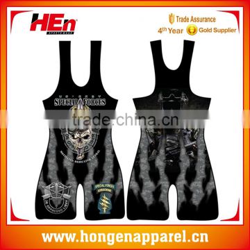 Hongen apparel Low Price Sleeveless Youth Cheap Sublimated Wrestling Singlets For Sale