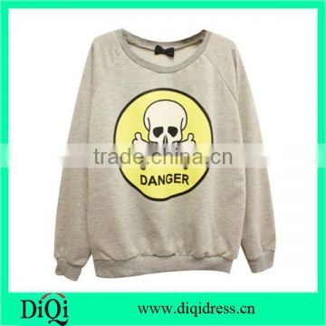 DANGER Skull Print Grey Sweatshirt women clothing vendor