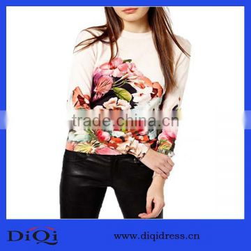2014 wholesale hand knitted wool design tangled floral print sweater DQ160