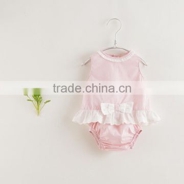 Plain baby pink top clothes spots pattern sleeveless shirt same fabric diaper cover