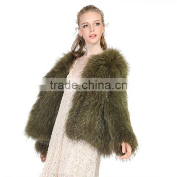 Myfur Luxury Khaki Green Hot Sale Real Raccoon Fur Jackets