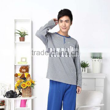 2012 spring 100% knitted cotton fabrics middle thickness men's pajamas set long sleeve,leisure home furnishing