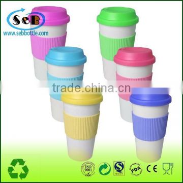 16oz double wall PP plastic coffee mug with leakproof flip lid full color printing