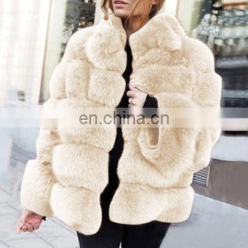 Wholesale Winter long sleeve faux fox fur coats for women trendy