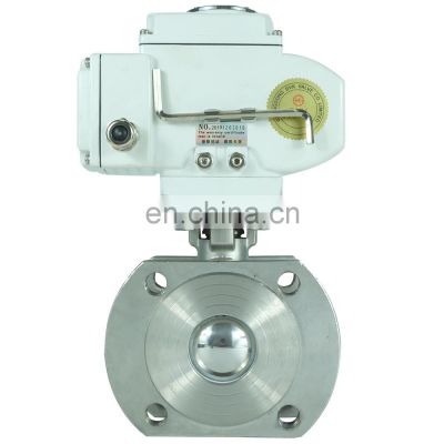 DKV DN40 24V DC Italy Ultrathin Wafer Type Flanged ss304 316 Stainless Steel Motor Operated electric wafer Ball Valve