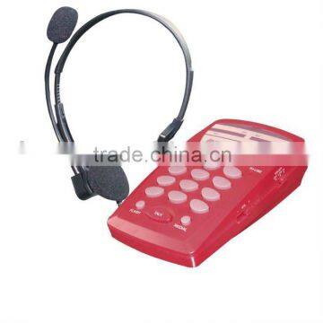 corded call center analog phone with earphone