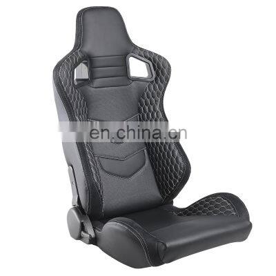 BLACK&RED  PVC Leather Adjustable with single slider racing seat for car use Car Seat
