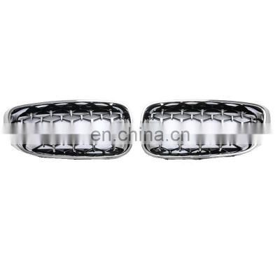 Car Chrome Silver Front Grill Bumper Grille Diamond Kidney Racing Grilles  For BMW 3 Series GT F34 Gran Turismo