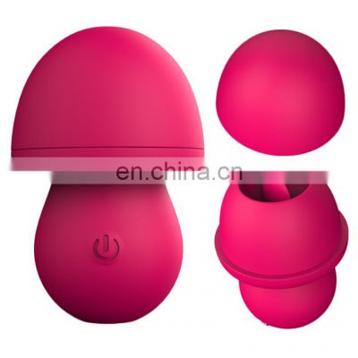 Mushroom Shape Powerful Sucking Tongue Vibrator Silicone Soft Material Waterproof Rechargeable Portable Size Sex Toy for Woman
